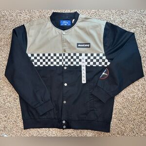 Ford Mustang‎ American Check Racing Jacket XL Official Licensed NWT Khaki/Black